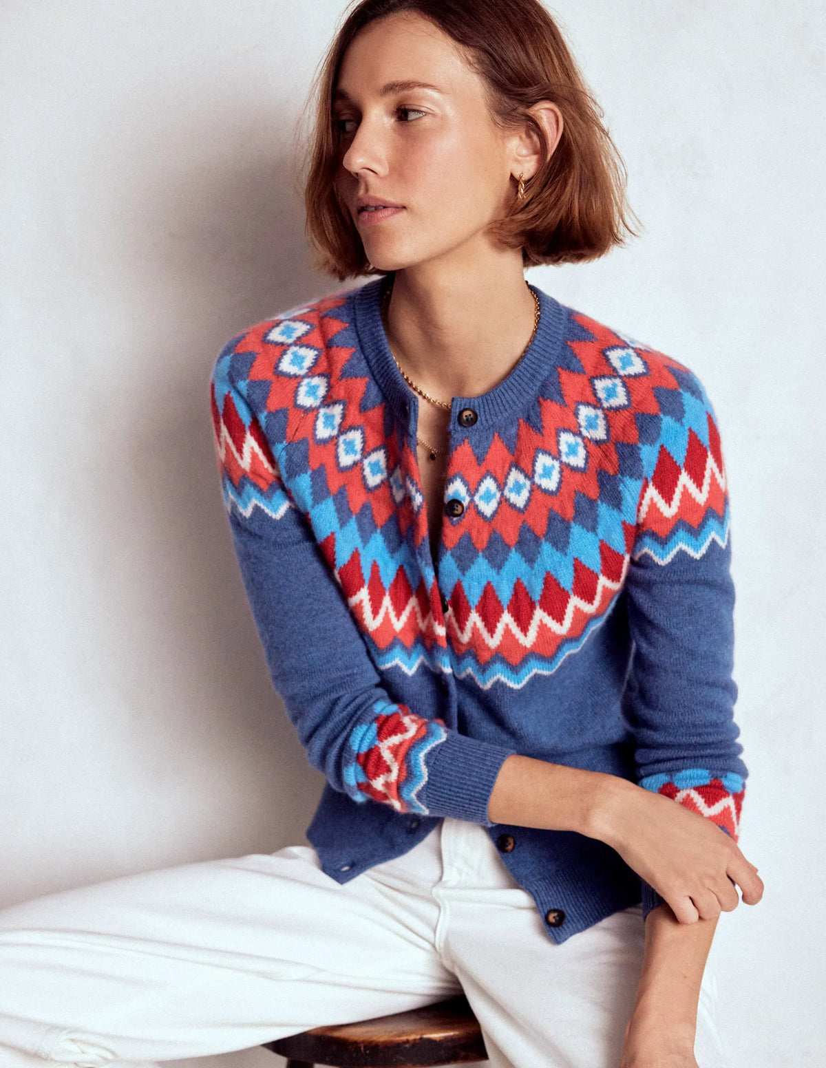 Edie Fair Isle Cardigan-Blue Fair Isle