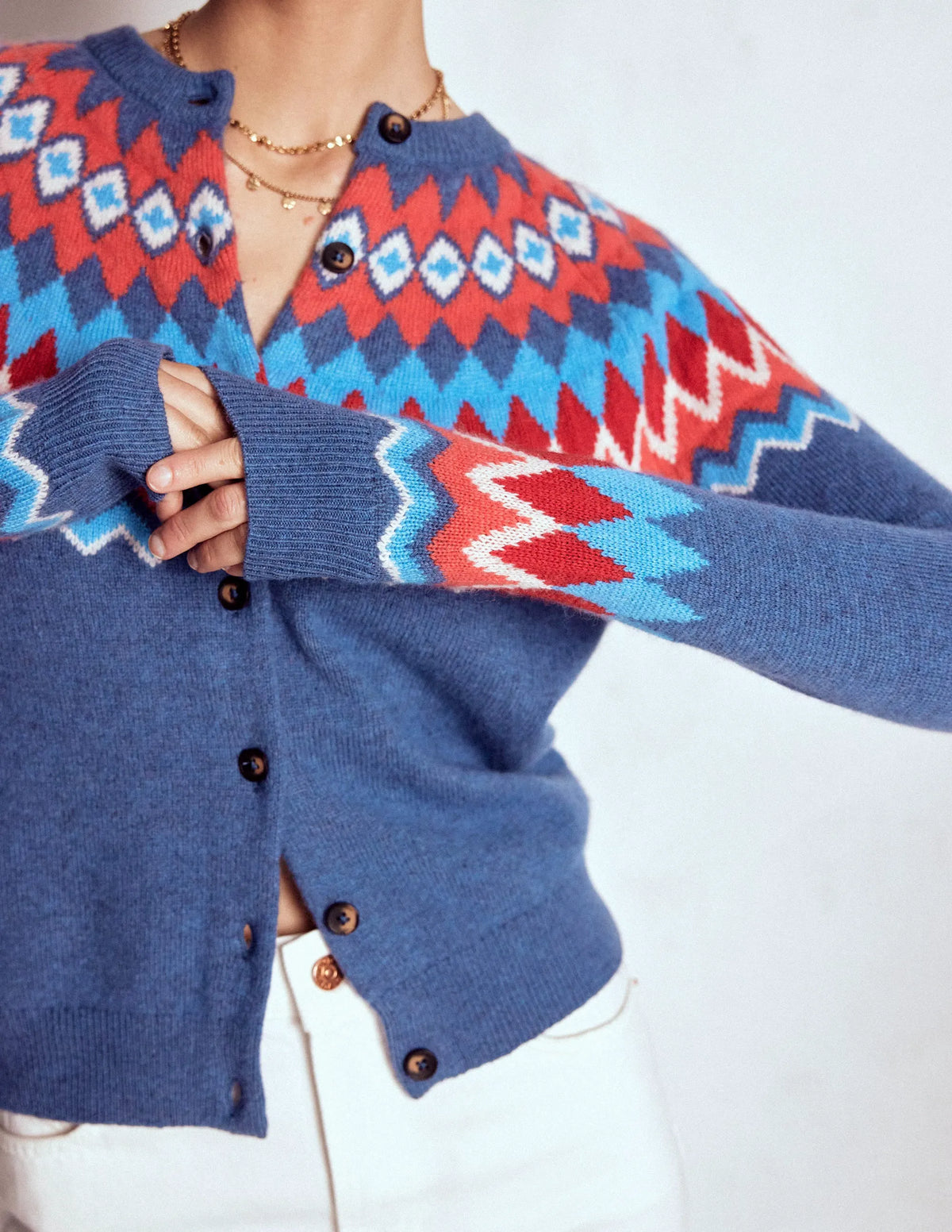 Edie Fair Isle Cardigan-Blue Fair Isle