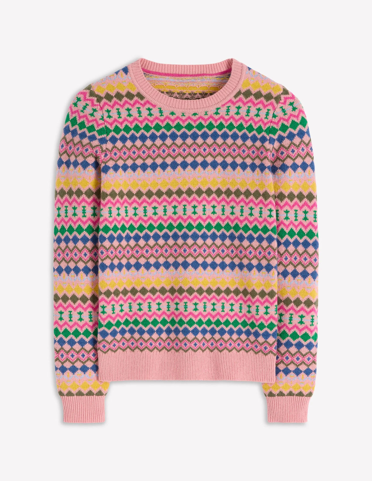 Edie Fair Isle Sweater-Pink, Geo Fair Isle