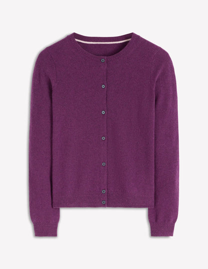Eva Cashmere Crew Cardigan-Plum Melange