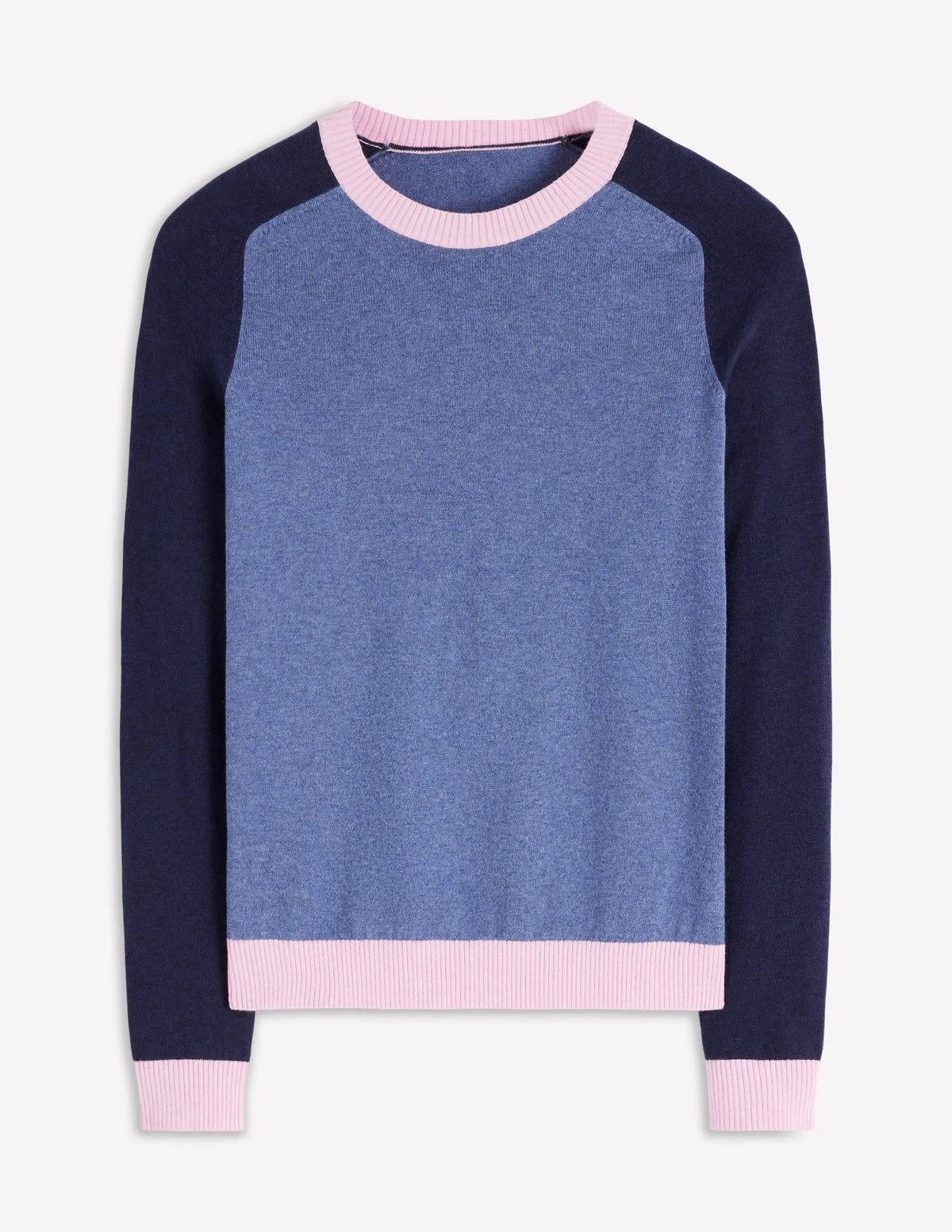 Meg Raglan Sleeve Sweater-Blue, Pink Colour Block
