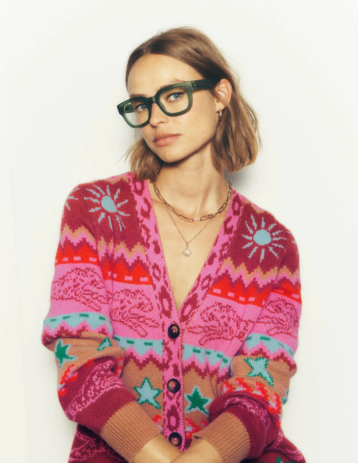 Quinn Boyfriend Cardigan-Camel, Cheetahs
