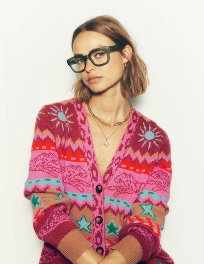 Quinn Boyfriend Cardigan-Camel, Cheetahs