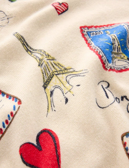 Natasha Novelty Sweater-Ivory, Postcard from Paris