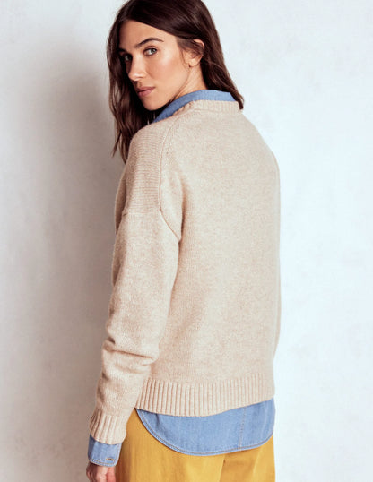 Natalie Embroidered Sweater-Oatmeal Melange, Daschund