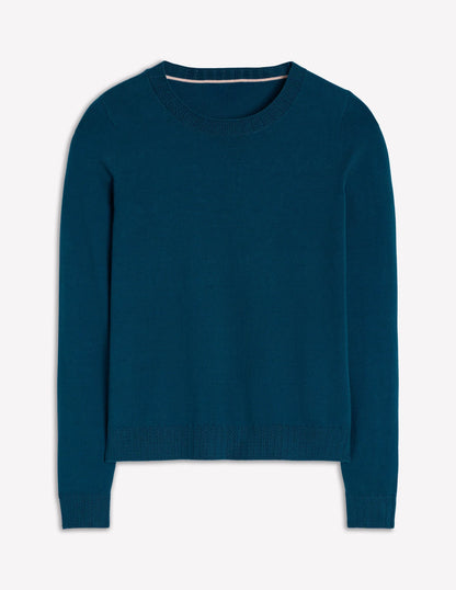 Emilia Cotton Crew Sweater-Harbour Blue