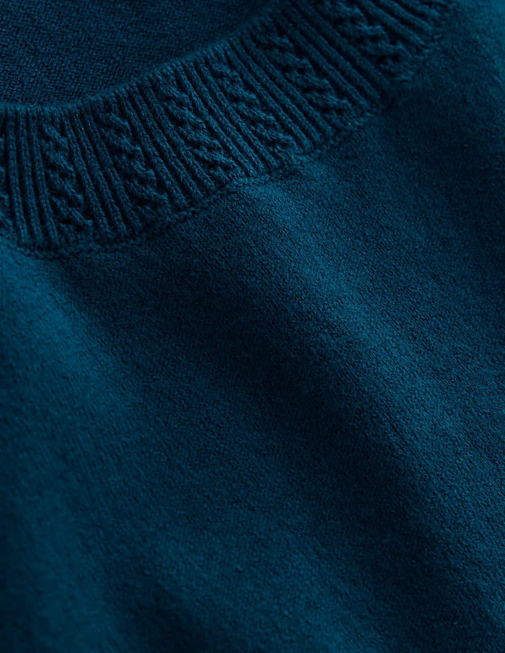 Emilia Cotton Crew Sweater-Harbour Blue