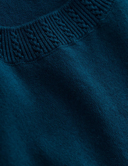 Emilia Cotton Crew Sweater-Harbour Blue