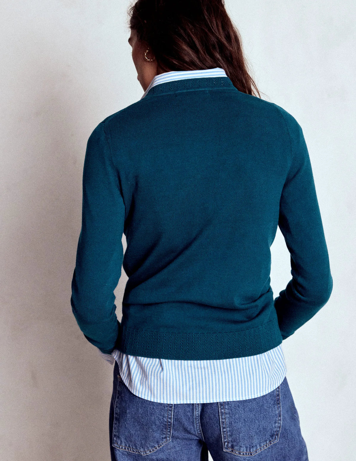 Emilia Cotton Crew Sweater-Harbour Blue