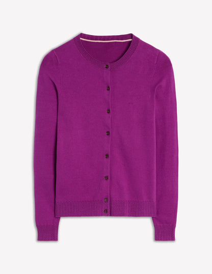 Emilia Cotton Crew Cardigan-Regal Purple