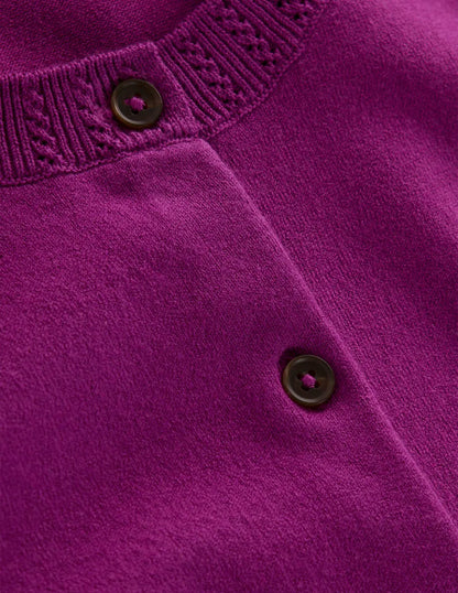 Emilia Cotton Crew Cardigan-Regal Purple