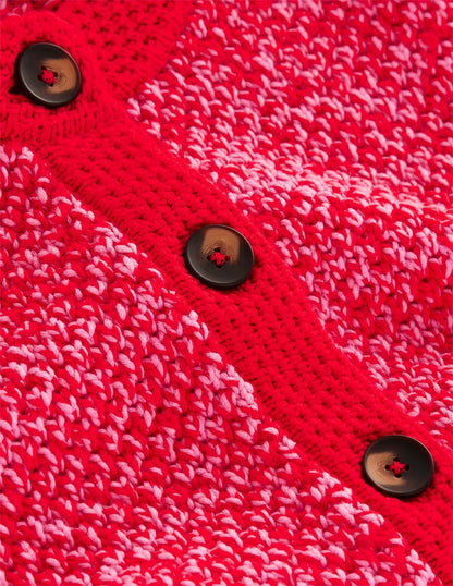 Libby Knitted Jacket-Pink Ribbon/ Poppy Red