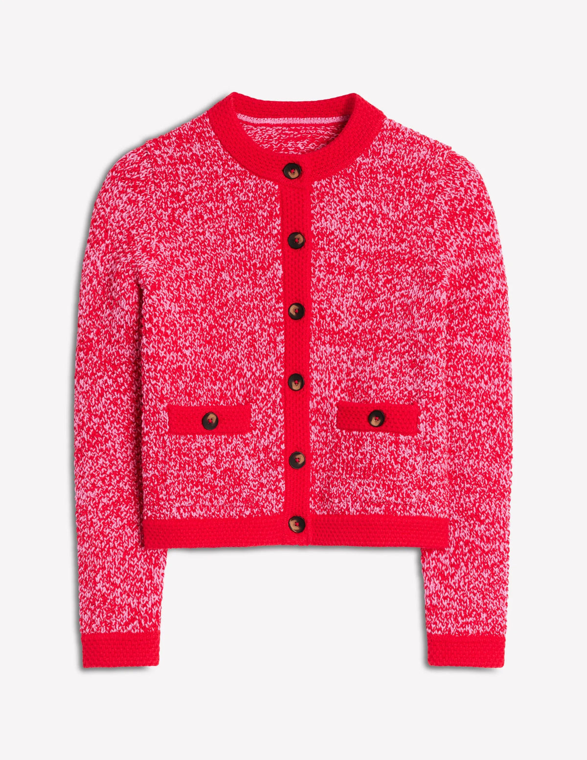 Libby Knitted Jacket-Pink Ribbon/ Poppy Red