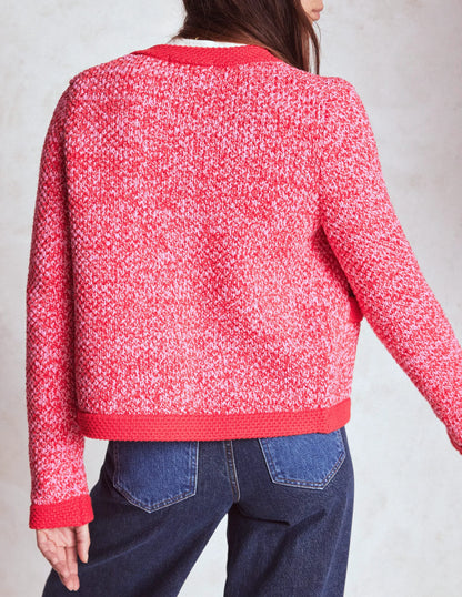 Libby Knitted Jacket-Pink Ribbon/ Poppy Red