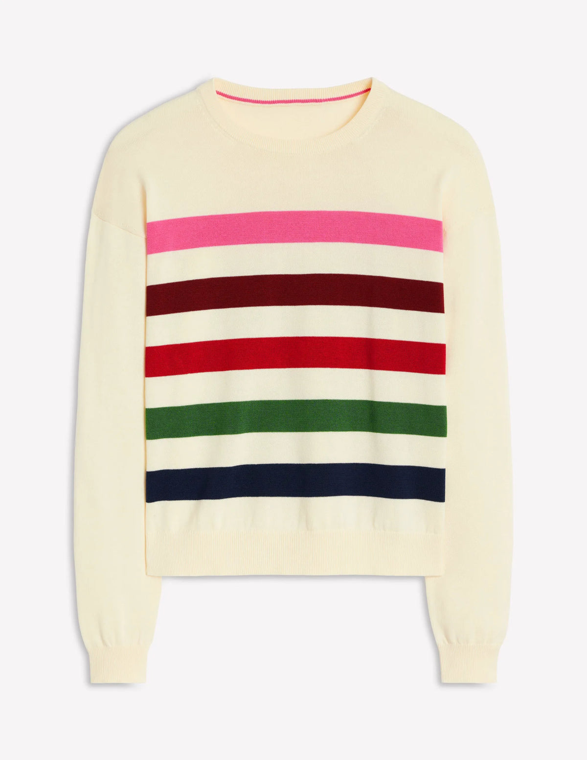 Lara Relaxed Cotton Jumper-Ivory, Multi Stripe