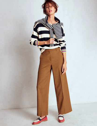 Lara Relaxed Cotton Jumper-Navy, Ivory Stripe