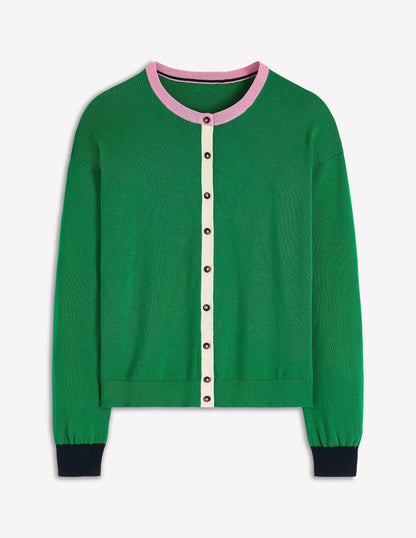 Lara Relaxed Cotton Cardigan-Rich Emerald