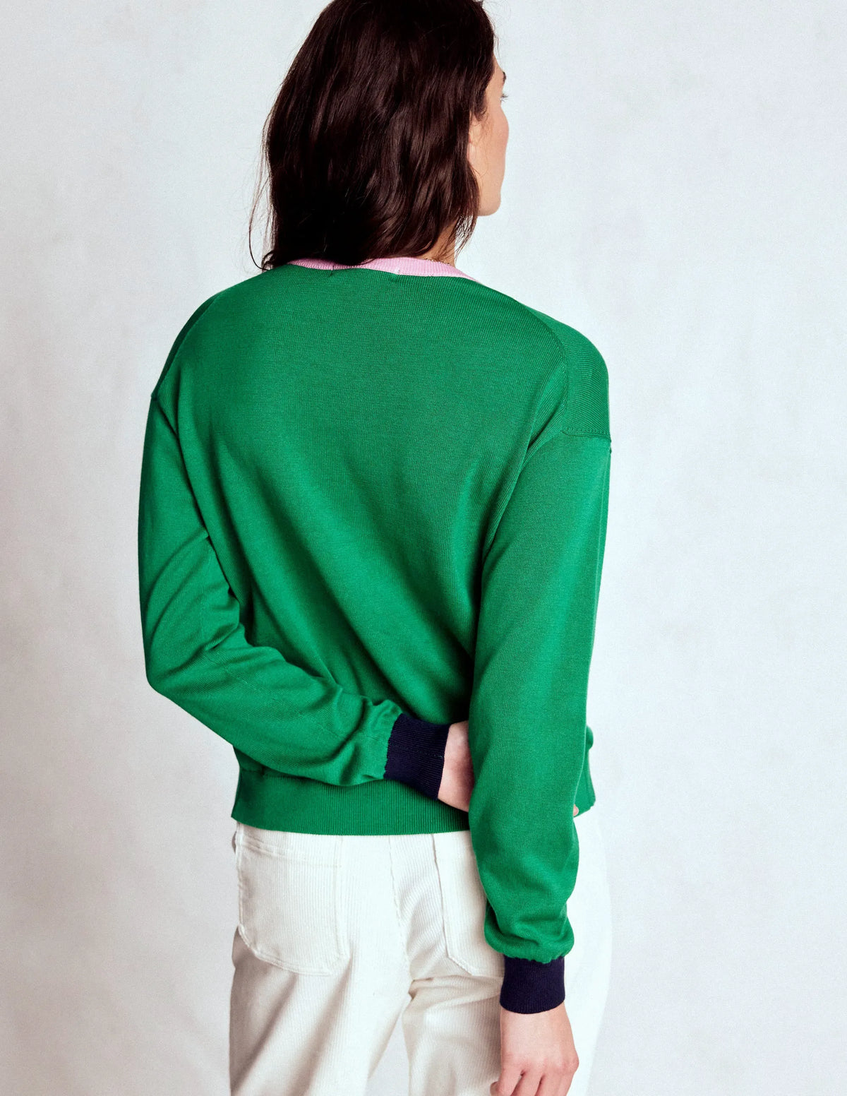 Lara Relaxed Cotton Cardigan-Rich Emerald