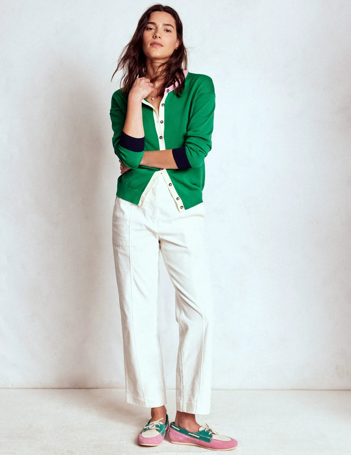 Lara Relaxed Cotton Cardigan-Rich Emerald