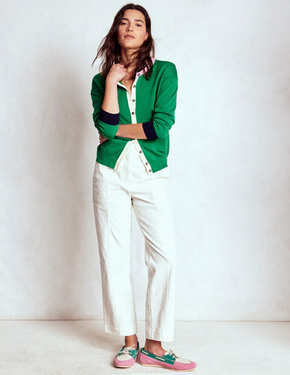 Lara Relaxed Cotton Cardigan-Rich Emerald