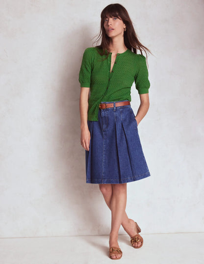 Dot Pointelle Cardigan-Iguana Green