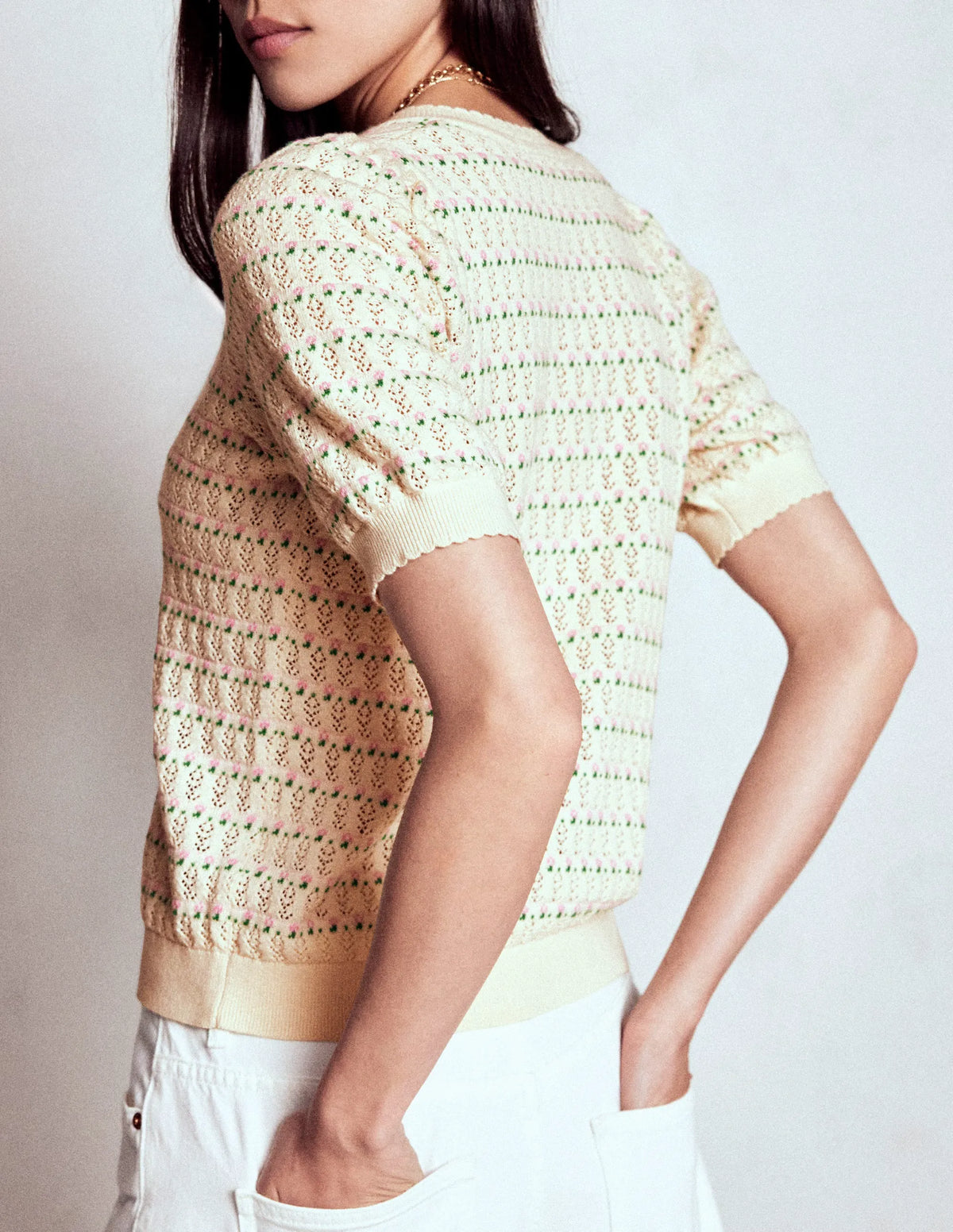 Dot Pointelle Cardigan-Pretty Floral Fair Isle