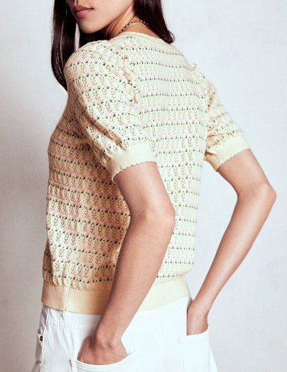 Dot Pointelle Cardigan-Pretty Floral Fair Isle
