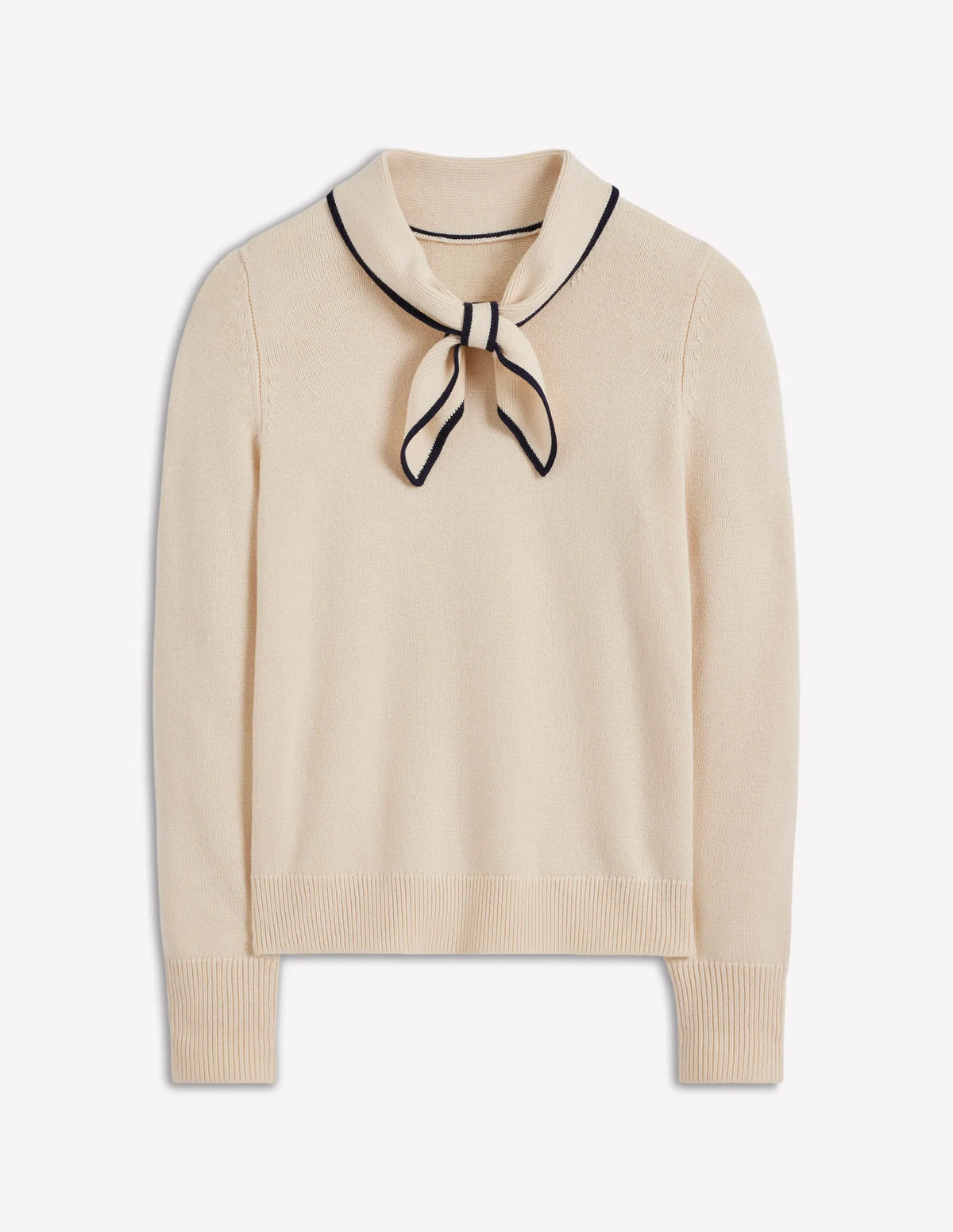 Knitted Bow Sweater-Warm Ivory