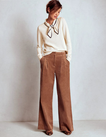 Knitted Bow Sweater-Warm Ivory