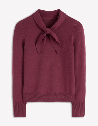 Knitted Bow Sweater-Deep Wisteria