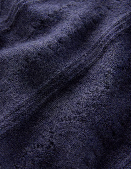 Leticia Lace Trim Sweater-Navy