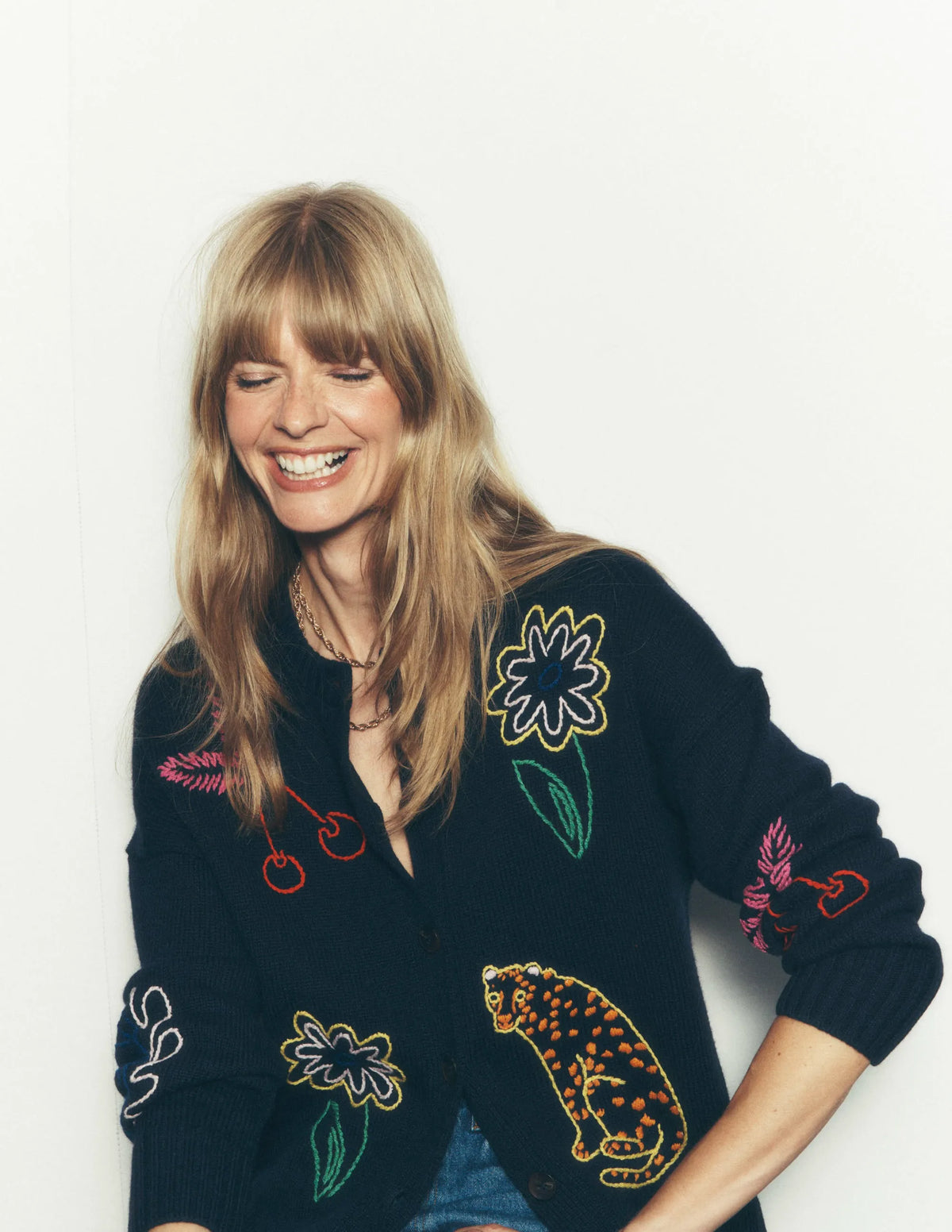 Natalie Embroidered Cardigan-Navy Embroidery