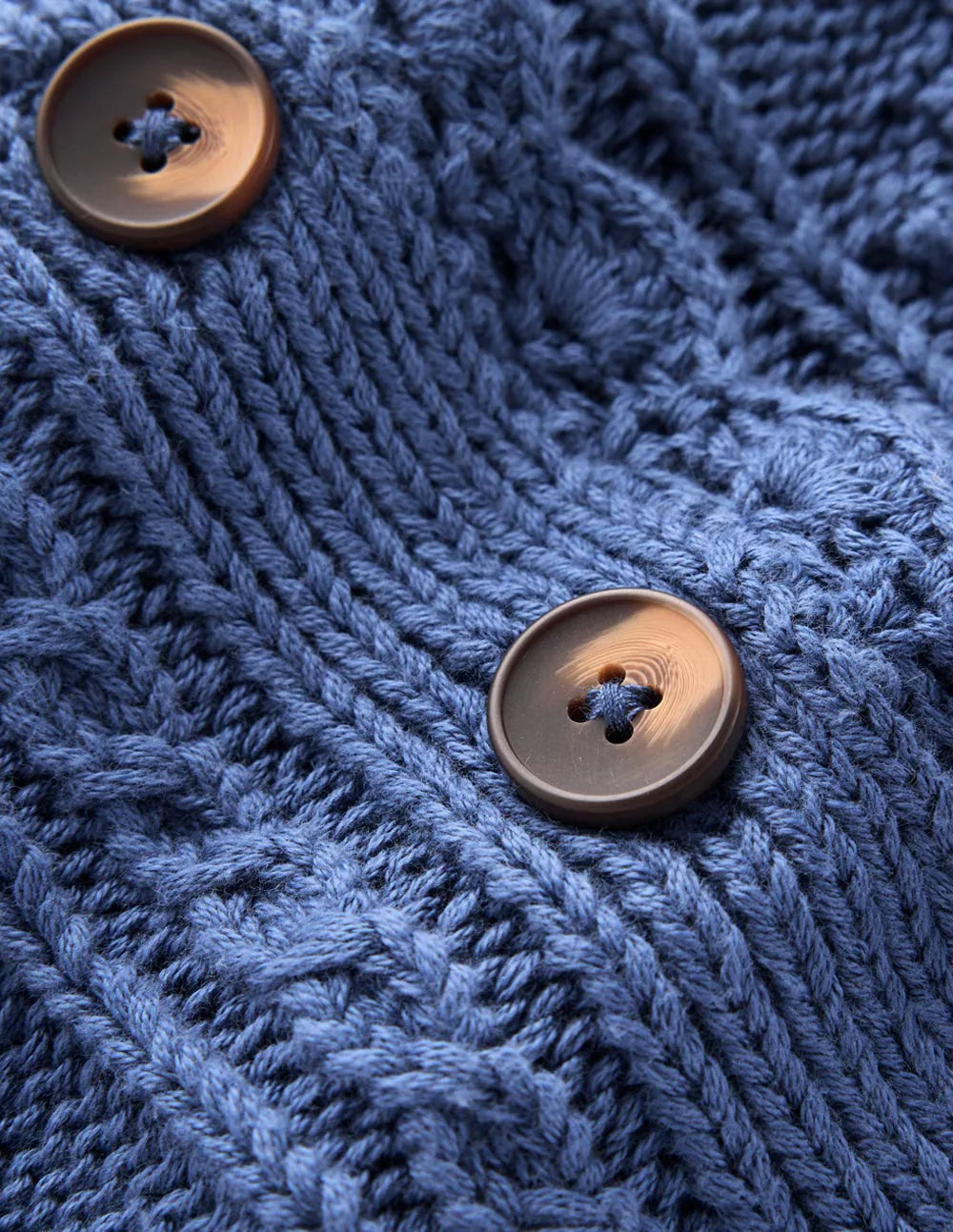 Cotton Textured Cardigan-Denim Blue