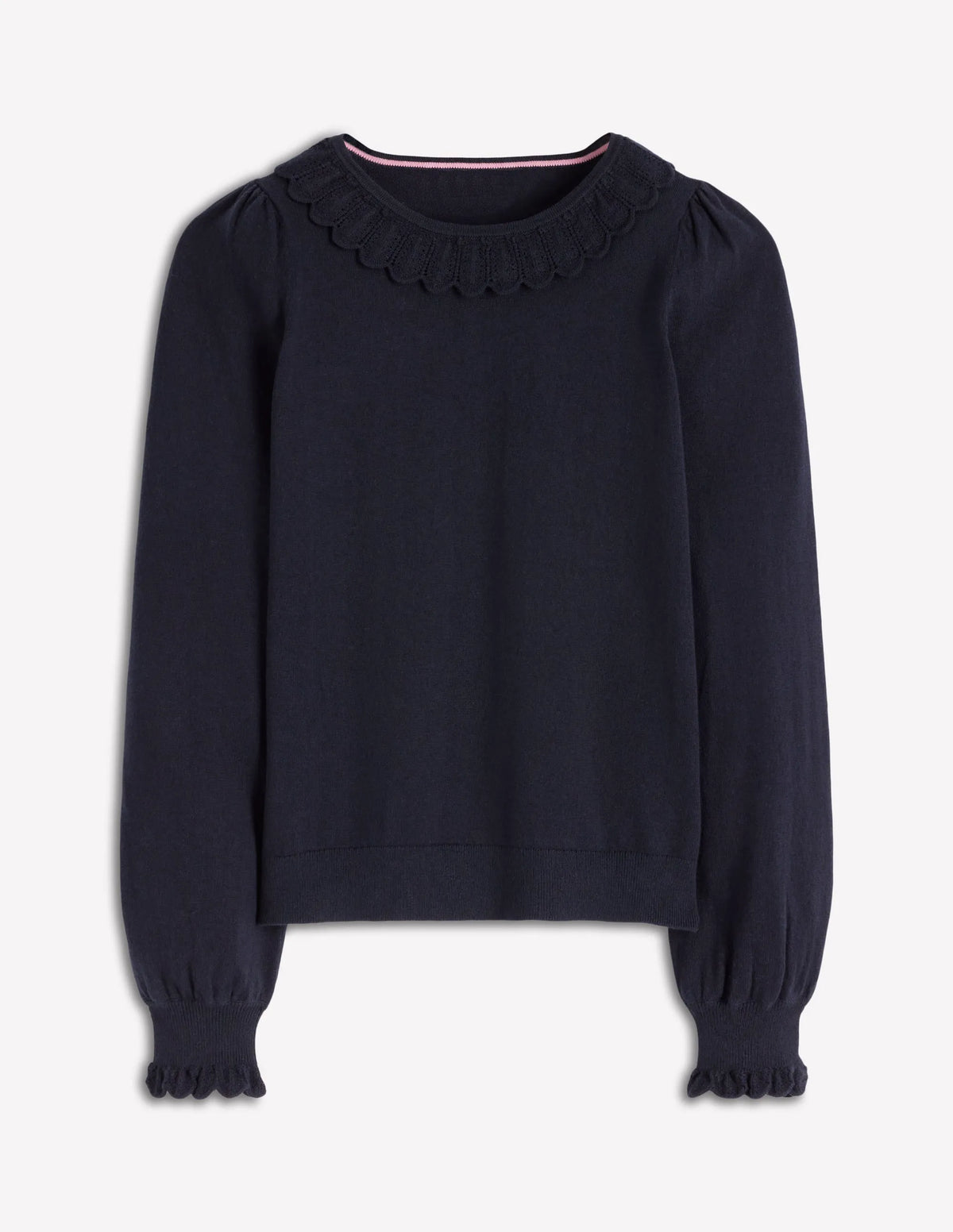 Melina Cotton Ruffle Sweater-Navy