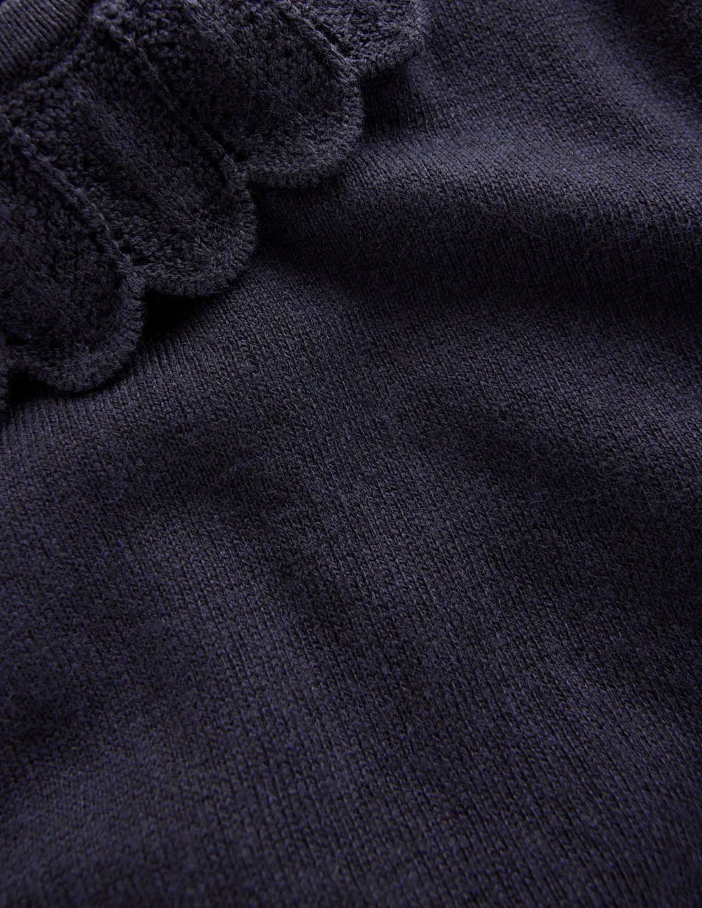 Melina Cotton Ruffle Sweater-Navy