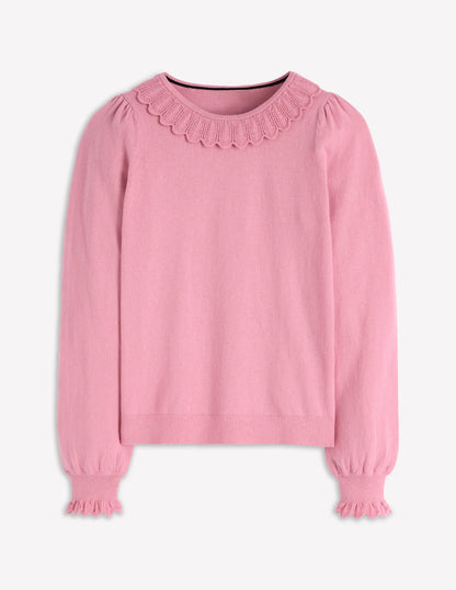 Melina Cotton Ruffle Sweater-Formica Pink