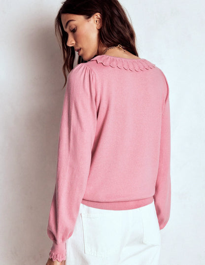 Melina Cotton Ruffle Sweater-Formica Pink