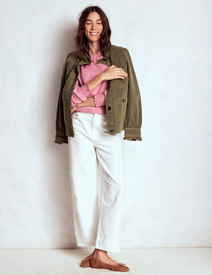 Melina Cotton Ruffle Sweater-Formica Pink