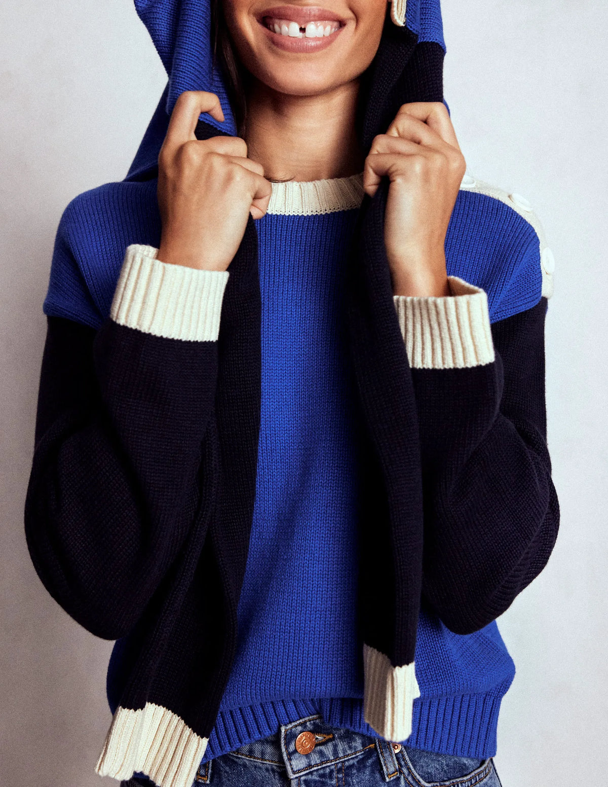 Jemma Chunky Cotton Sweater-Bright Blue
