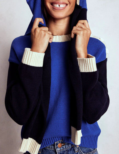 Jemma Chunky Cotton Sweater-Bright Blue