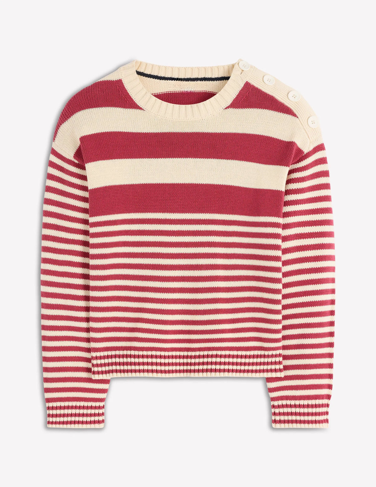 Jemma Chunky Cotton Sweater-Warm Ivory/ Terracotta