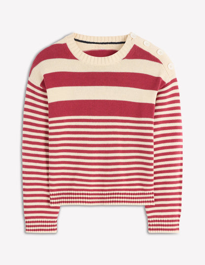 Jemma Chunky Cotton Sweater-Warm Ivory/ Terracotta