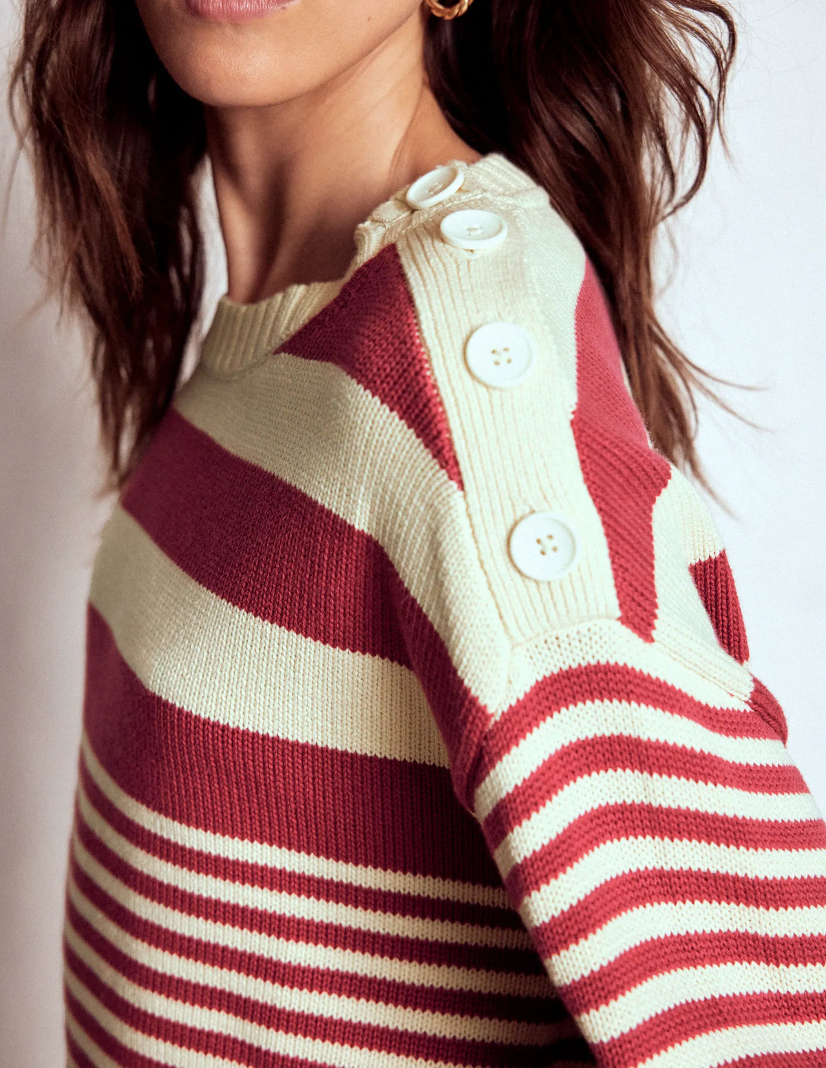 Jemma Chunky Cotton Sweater-Warm Ivory/ Terracotta
