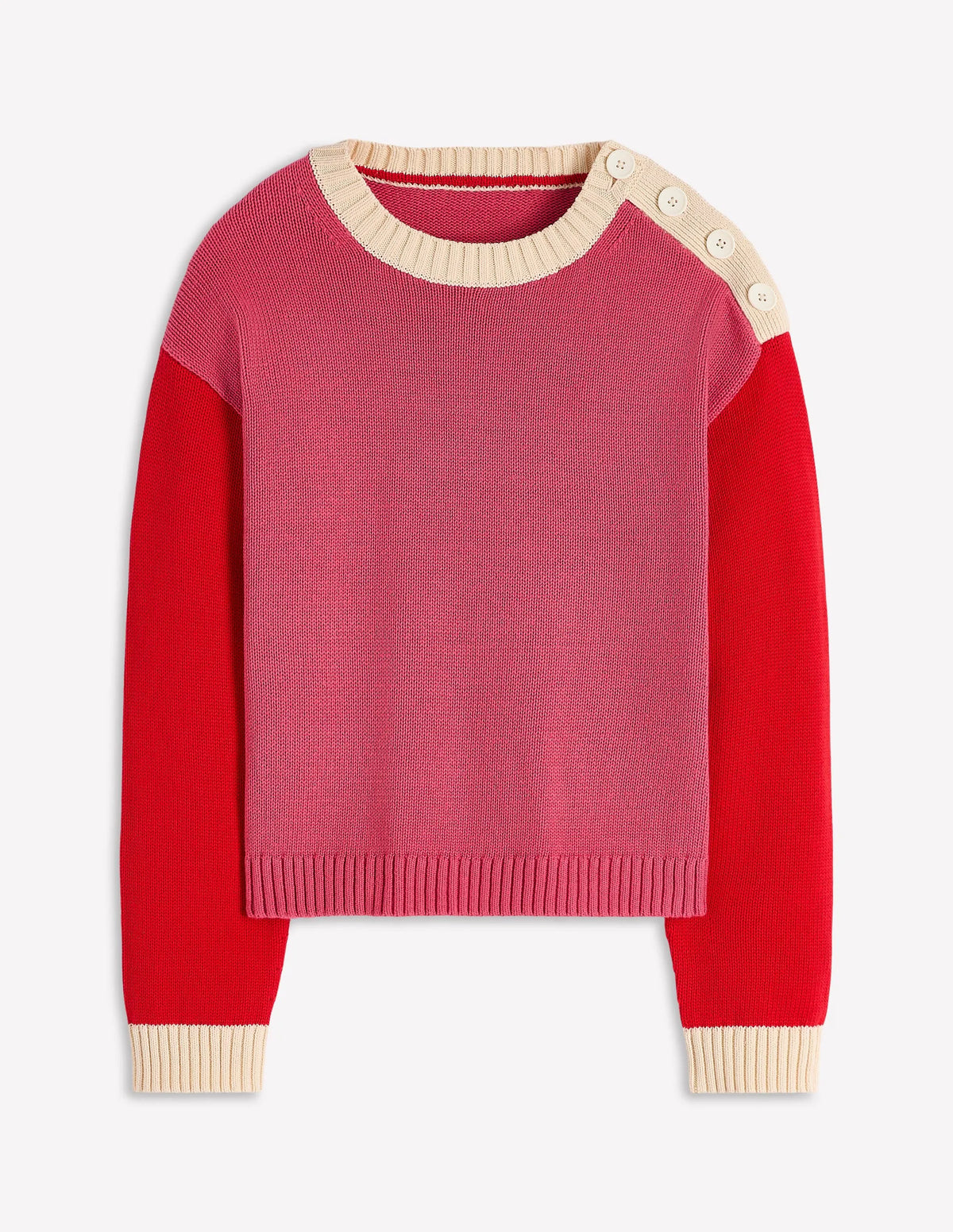 Jemma Chunky Cotton Sweater-Rose Pink