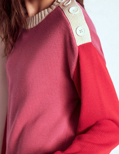 Jemma Chunky Cotton Sweater-Rose Pink