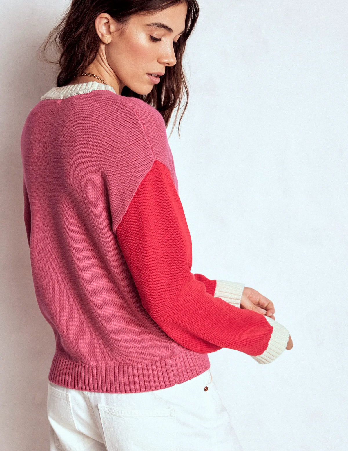 Jemma Chunky Cotton Sweater-Rose Pink