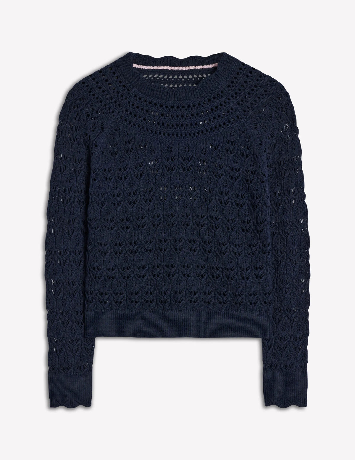 Crochet Mix Stitch Sweater-Navy