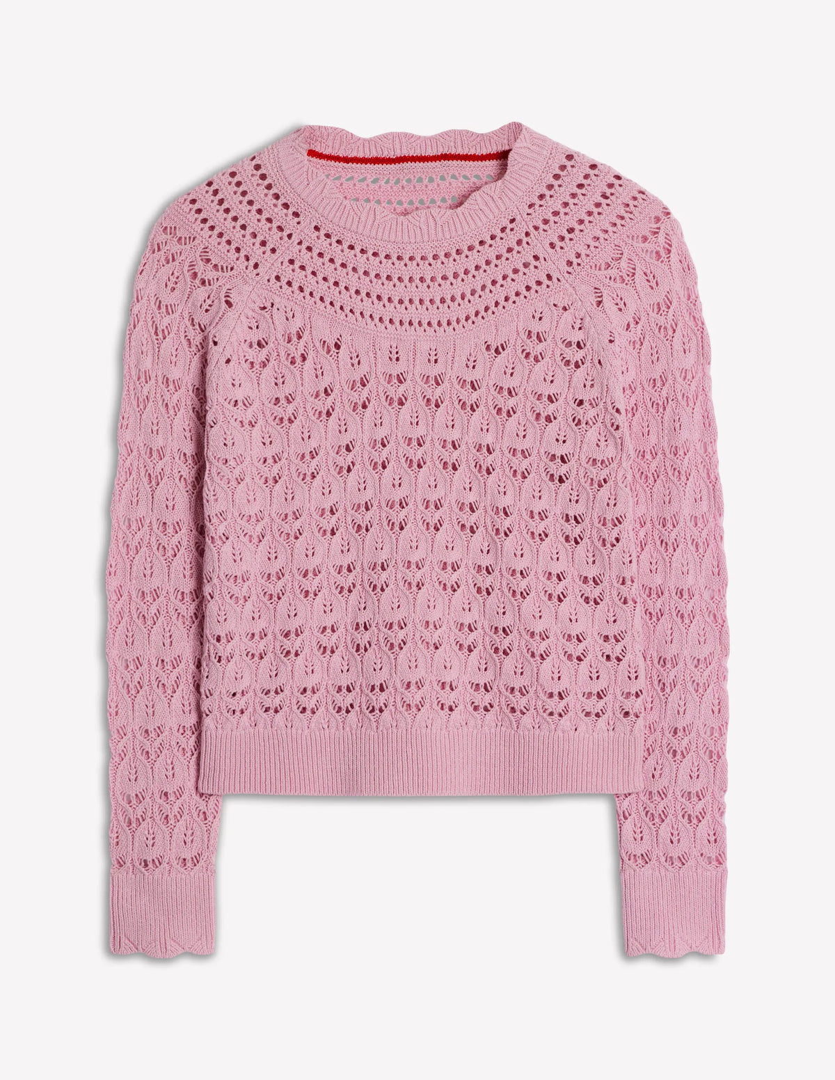 Crochet Mix Stitch Sweater-Formica Pink