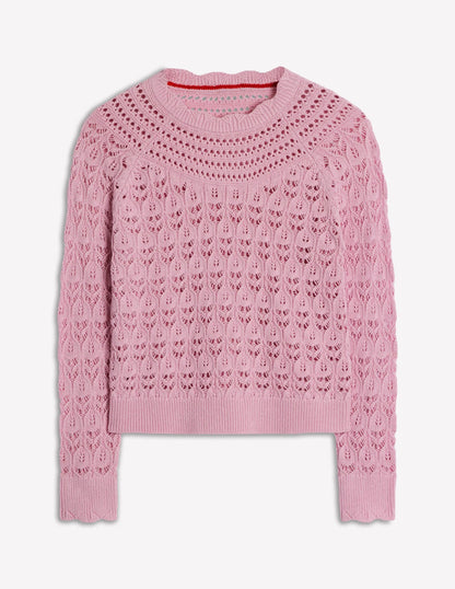 Crochet Mix Stitch Sweater-Formica Pink