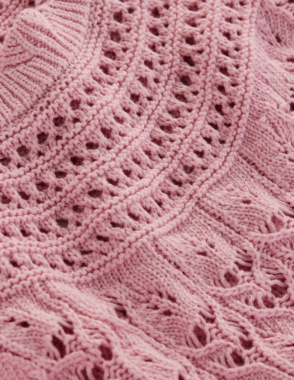 Crochet Mix Stitch Sweater-Formica Pink